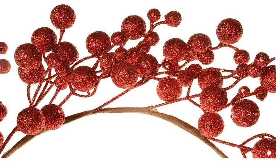 Vianočný veniec s guličkami Kirsty, 35 cm, červená trblietka