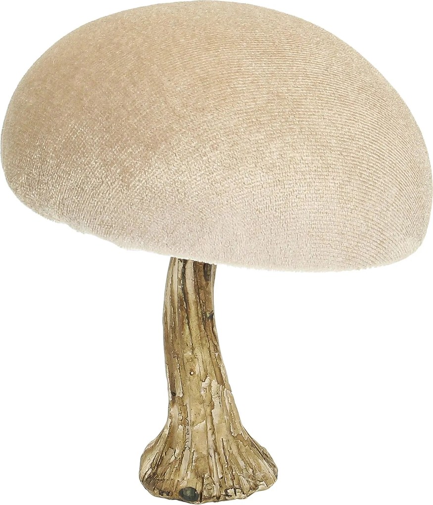 Dekorácia Velvet Mushroom 12 cm beige