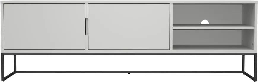 Biely TV stolík s kovovými nohami v čiernej farbe Tenzo Lipp, šírka 176 cm