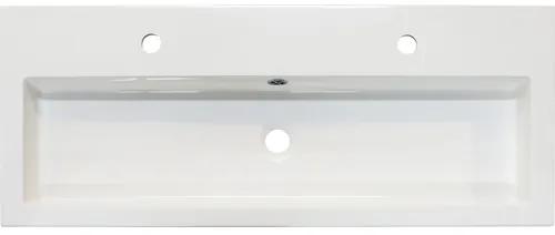 Kúpeľňový nábytkový setVogue 100 cm s keramickým umývadlom 2 otvormi na kohúty a zrkadlom betón antracitovo sivá
