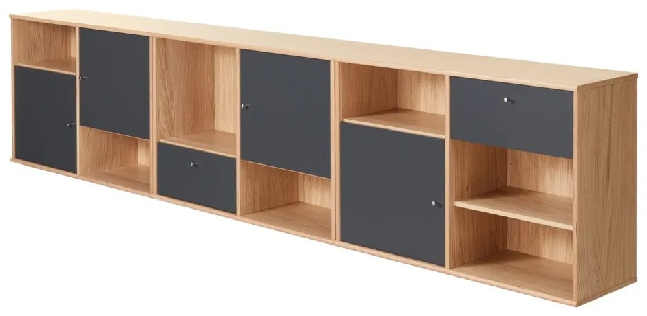 Čierna nízka komoda v dekore duba 267x61 cm Mistral - Hammel Furniture