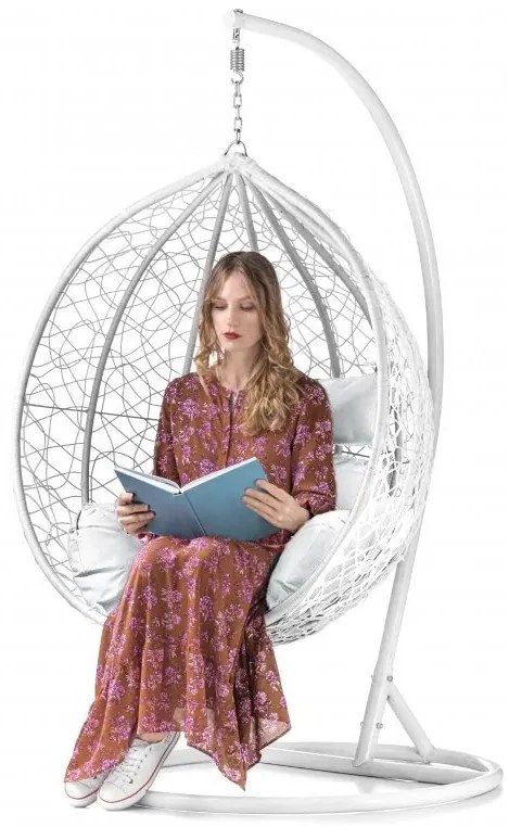 AKCIA Biele závesné kreslo KOKON bez stojanu II. akosť