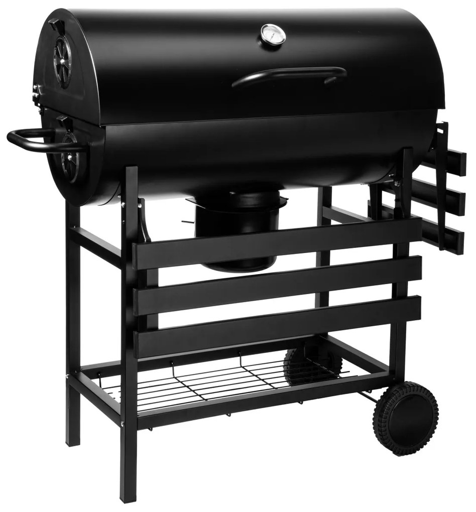 Zahradní gril na dřevěné uhlí BAREL se dvěma rošty černý