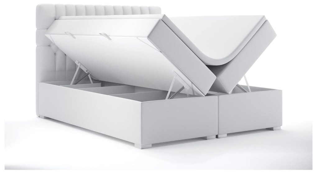 Manželská posteľ Boxspring 180 cm Daliny (biela ekokoža) (s úložným priestorom). Akcia -20%. Vlastná spoľahlivá doprava až k Vám domov. 1044206