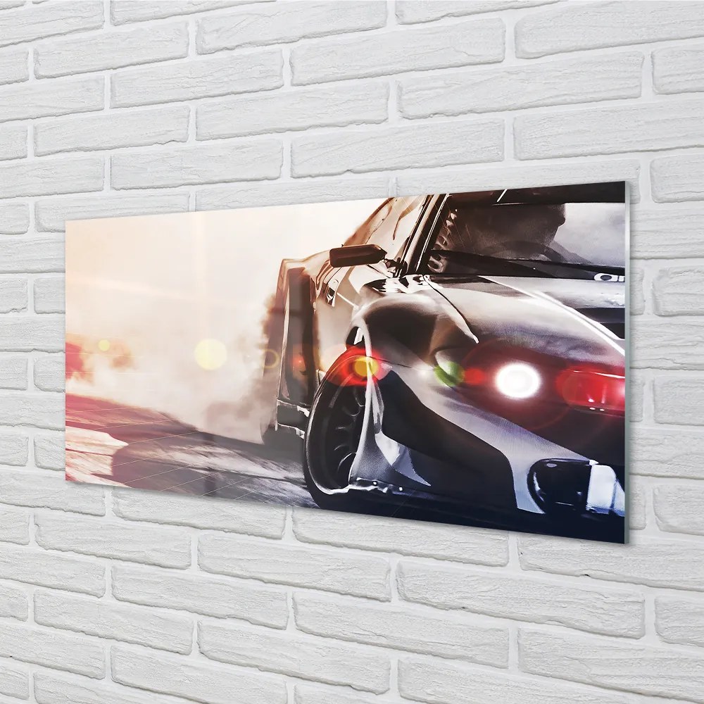 Sklenený obklad do kuchyne Čierne auto light 120x60 cm