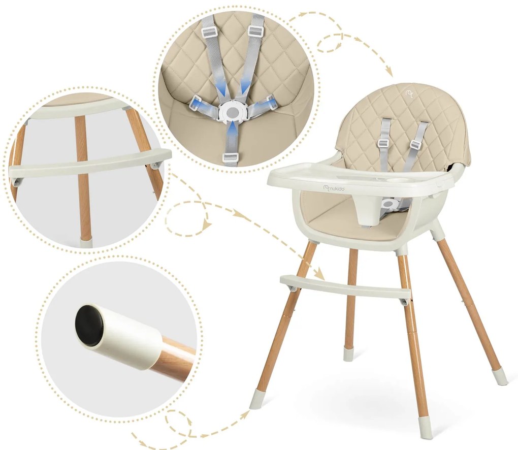 Stolička na kŕmenie Nukido Lilo, béžová 700703