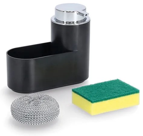 Zeller Present Dávkovač na jar s hubkou a drôtenkou, čierny plast