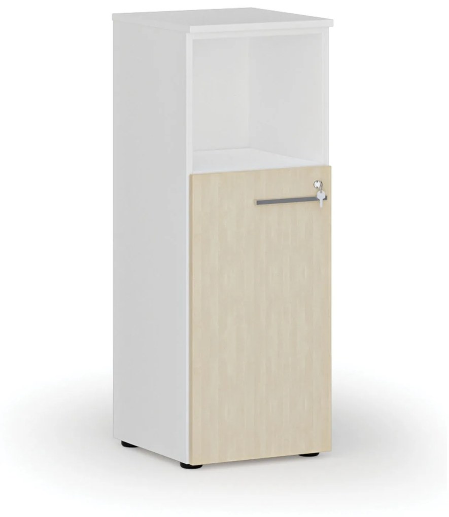Kombinovaná kancelárska skriňa PRIMO WHITE, 1087 x 400 x 420 mm, biela/dub prírodná