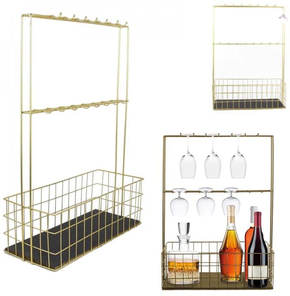 Kovový mini bar KA2954, zlatý