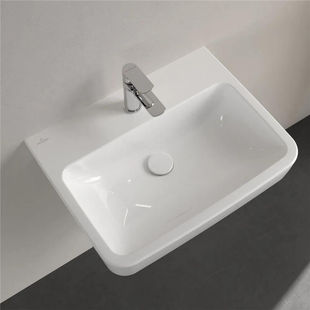 VILLEROY &amp; BOCH O.novo závesné umývadlo s otvorom, bez prepadu, 600 x 460 mm, biela alpská, s povrchom CeramicPlus, 4A4161R1