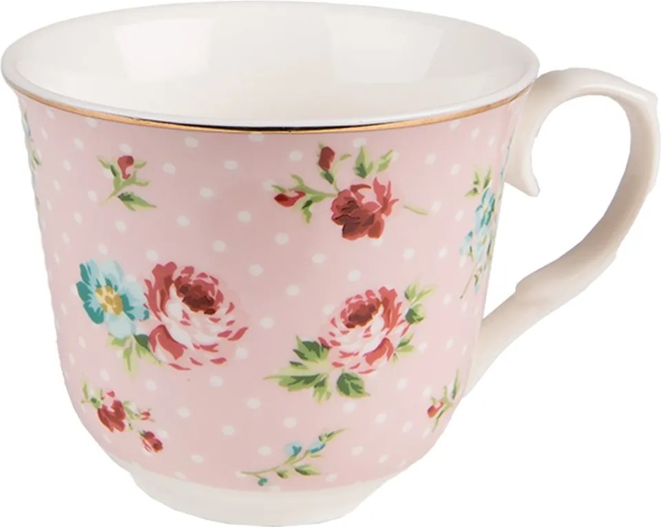 Ružová porcelánová šálka s tanierikom Laverne - Ø 15*8 / 250 ml
