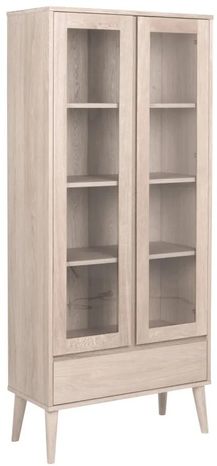 Vitrína v dekore duba v prírodnej farbe 80x178 cm Nagano – Actona