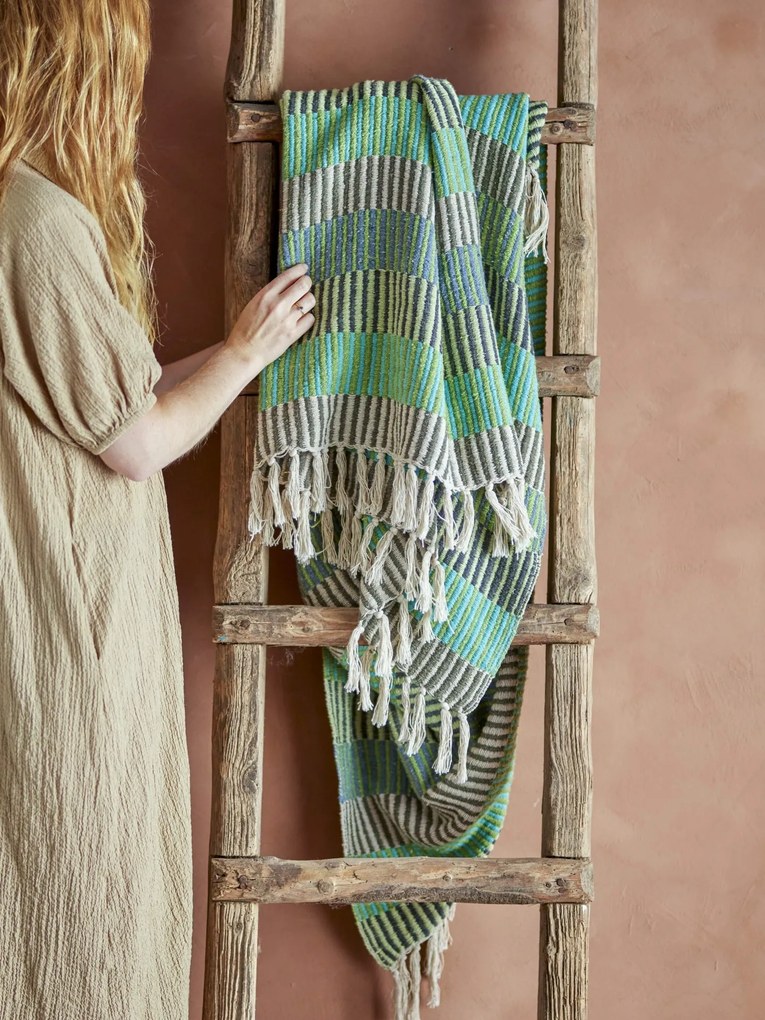 Bloomingville Prehoz z recyklovanej bavlny Isnel Blue 130 × 160 cm