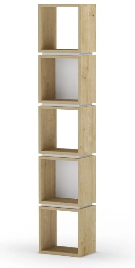 Knižnica v dekore duba v bielo-prírodnej farbe 32x167 cm Lofty – Marckeric