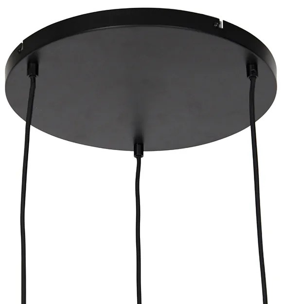 Dizajnové závesné svietidlo čierne so zlatom a dymovým sklom 3-svetlo - Zuzanna