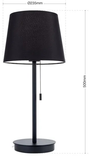 Orion LA 4-1205/1 - Stolná lampa s USB portom LUDWIG 1xE27/40W/230V čierna