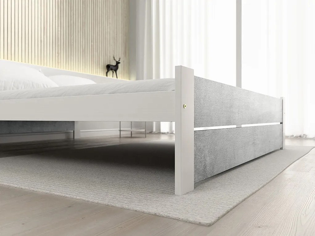 Posteľ IKAROS DOUBLE 180 x 200 cm, betón/biela Rošt: S lamelovým roštom, Matrac: Matrac SOMMERA 18 cm