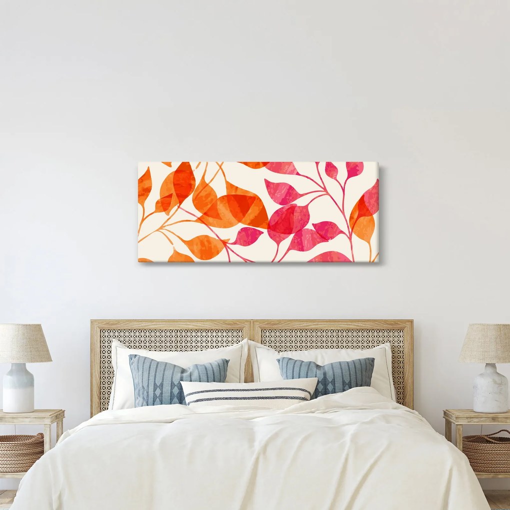 Obraz - Oranžové lístie (120x50 cm)