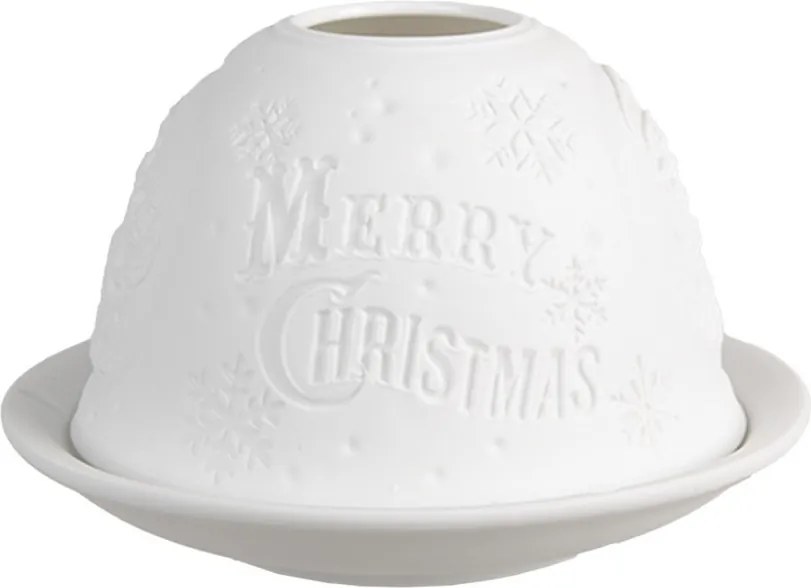 Biely porcelánový svietnik na čajovú sviečku so Santom Paollo - Ø 12 * 8 cm
