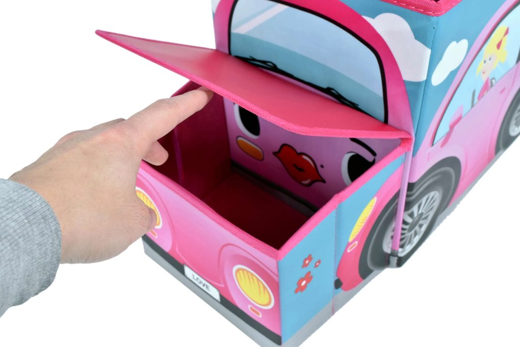 Ružové auto krabica na hračky
