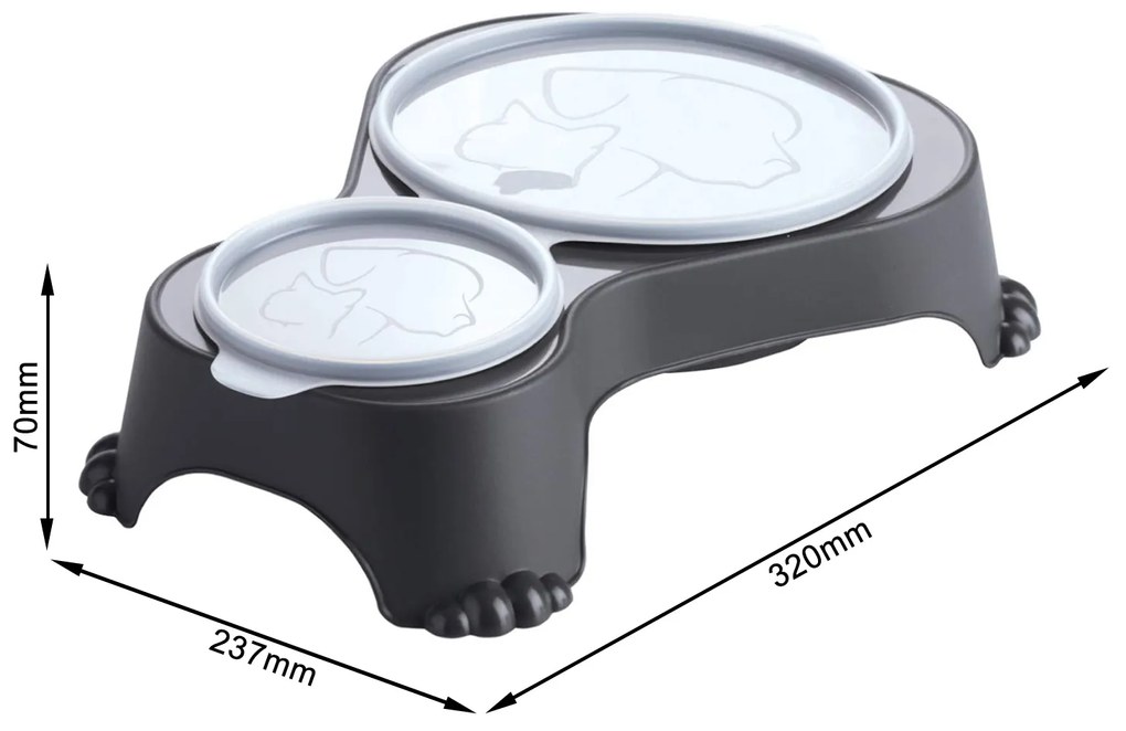 Rotho Miska na krmivo a vodu pre psy a mačky, dvojitá s vekom, SALLY - antracit