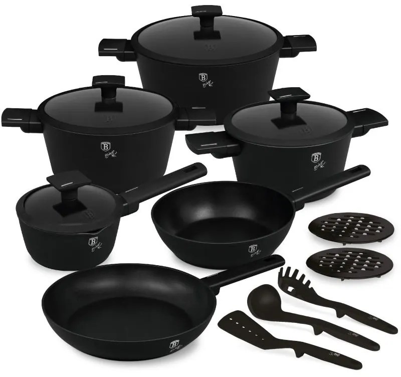 Nepriľnavá sada hrncov 15 ks, Matte Black BerlingerHaus
