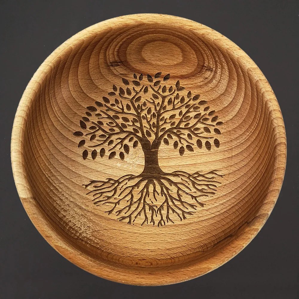 AMADEA Drevená miska strom, masívne drevo, 18 cm