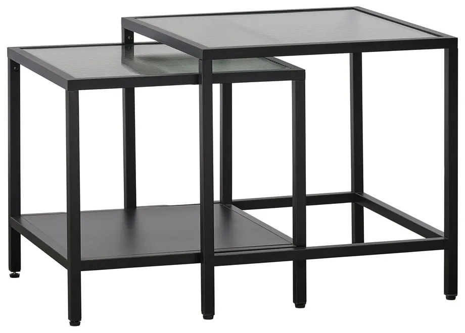 Sklenené odkladacie stolíky v súprave 2 ks 50x50 cm Bronco – Unique Furniture