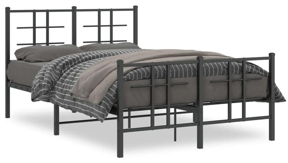 Kovový rám postele s čelom a podnožkou čierny 120x200 cm 355577