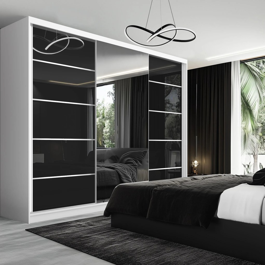 Šatníková skriňa SERENITY 232 cm čierny lesk MGB SERENITY SZP8/0/W/B/0/HIAL