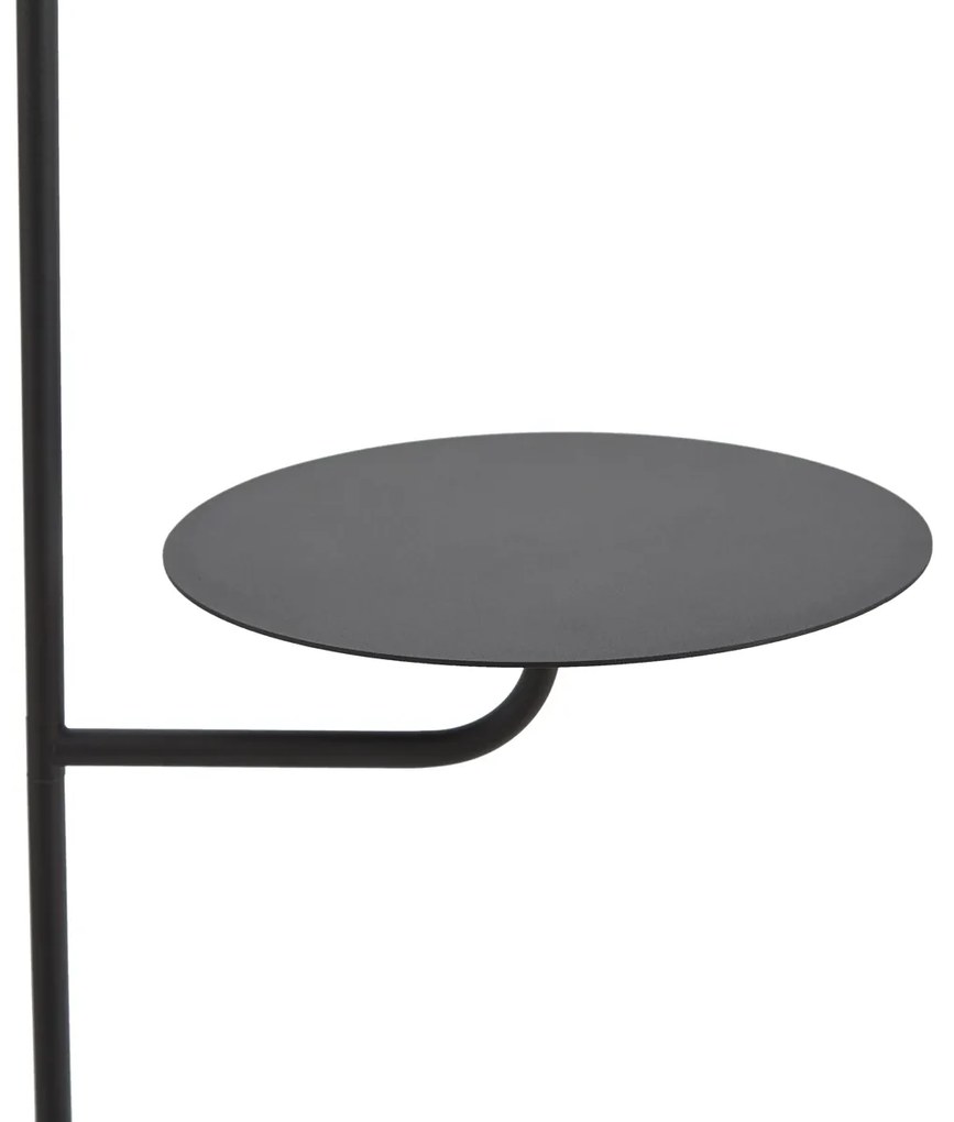 Moderná stojaca lampa čierna s okrúhlym stolíkom - Ostrich