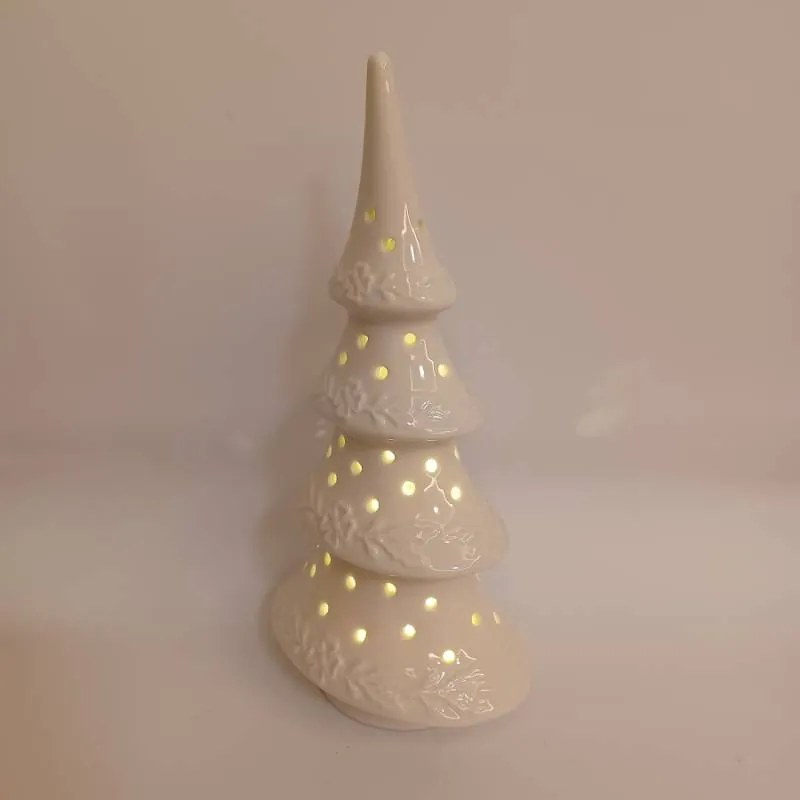 DECOLED Keramický stromeček, 11,4 x 8,5 x 23 cm, teple bílá, 2xLR44