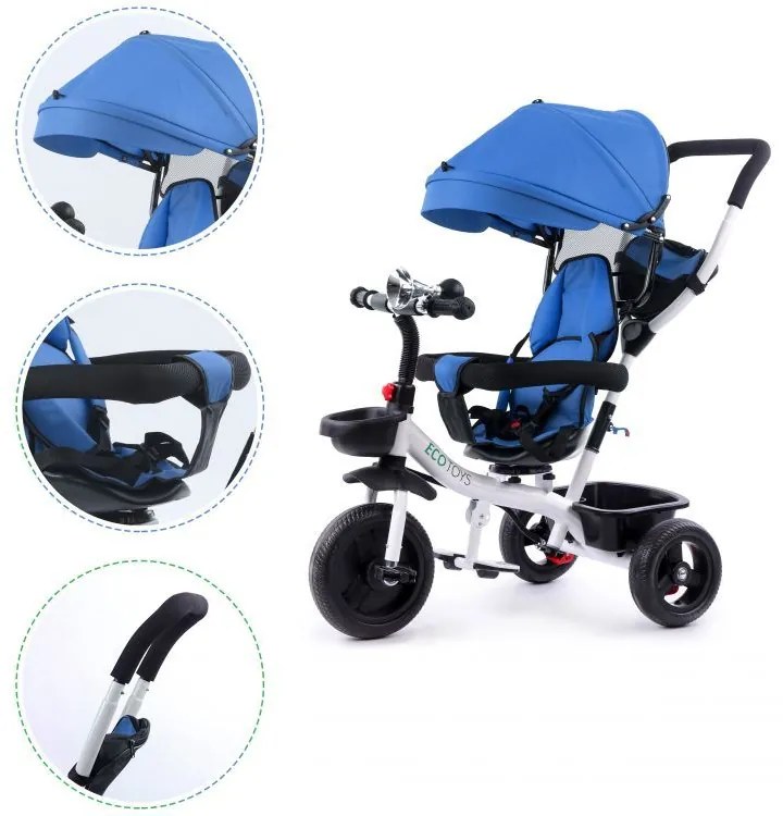 Modrá trojkolka s otočným sedadlom 360°, Ecotoys