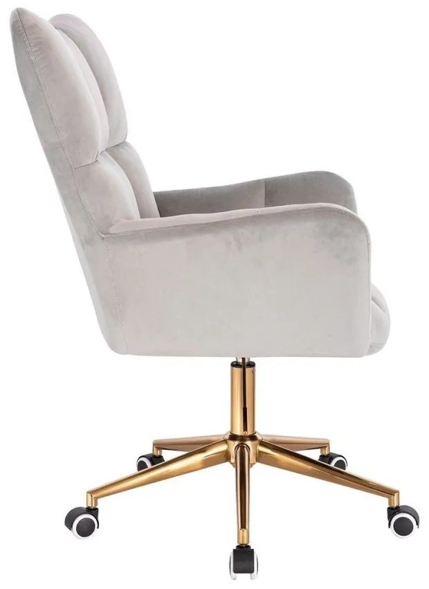 LuxuryForm DESIGN Otočné kreslo AURORA VELUR na zlatej podstave s kolieskami - svetlosivé