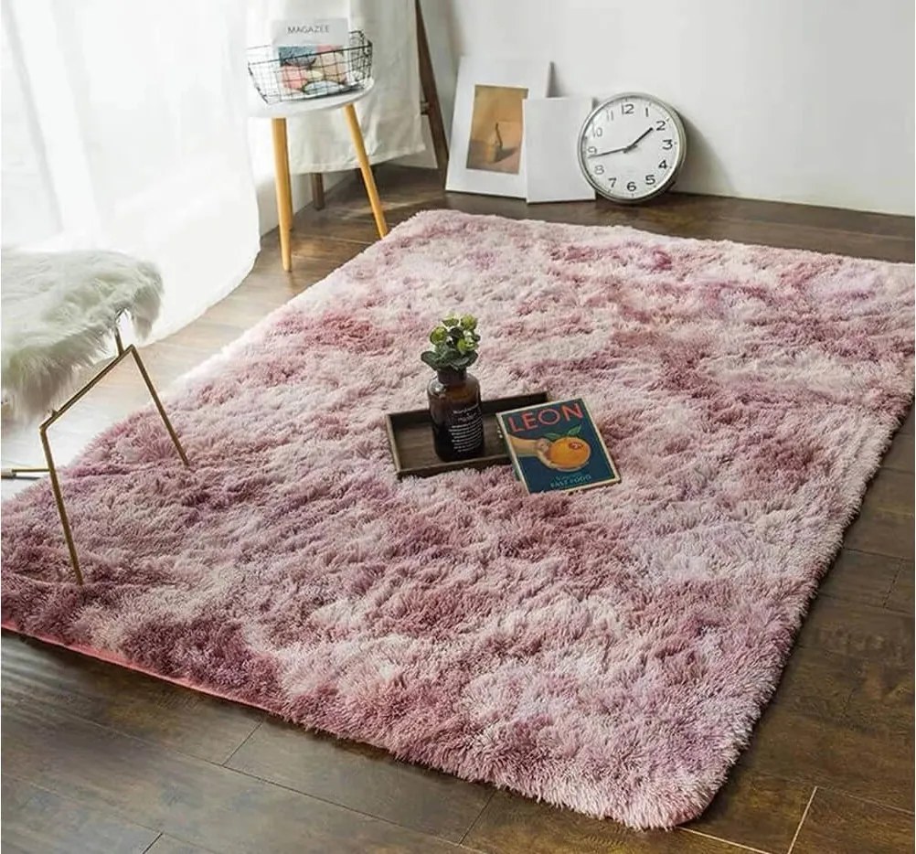 TZ Ružový obdĺžnikový shaggy koberec Ombre Rozmer: 200x250 cm