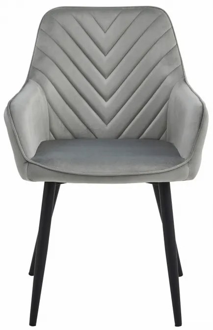 Set dvoch jedálenských stoličiek NANA zamatové, strieborné / sivé (čierne nohy) 2 ks
