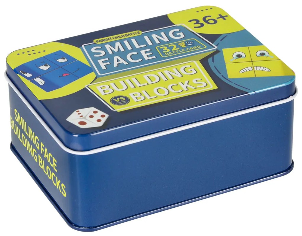 KIK Kreatívne bloky - hra tváre a emócie v plechovke | drevené kocky, edukačná 3+