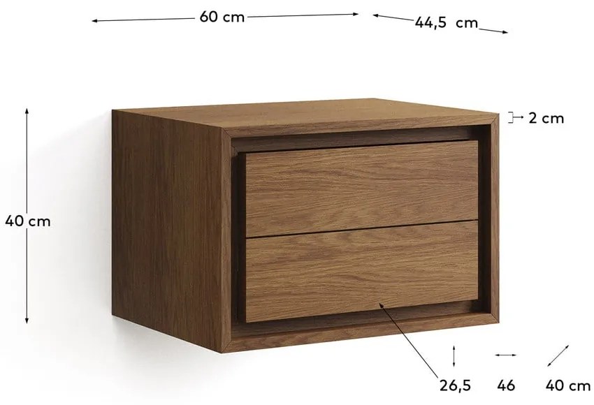 Tmavohnedá závesná skrinka pod umývadlo z teakového dreva 60x40 cm Kenta – Kave Home