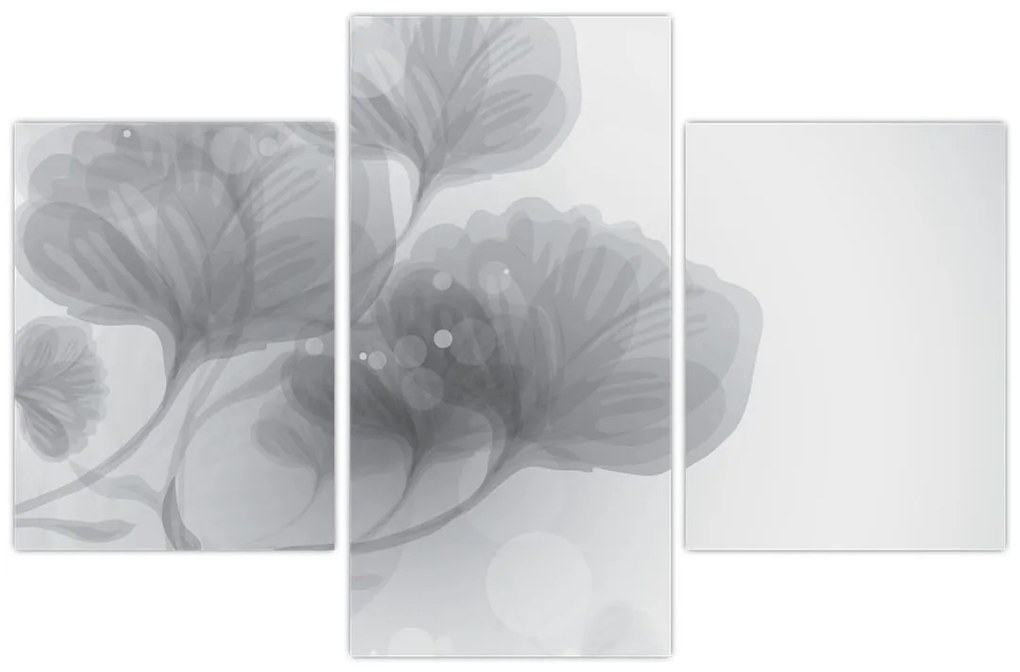Obraz kvetov v šedých odtieňoch (90x60 cm)