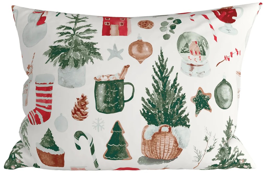 Sada 2 ks dekoračných obliečok na vankúš MAGIC CHRISTMAS 50x70 cm, biela