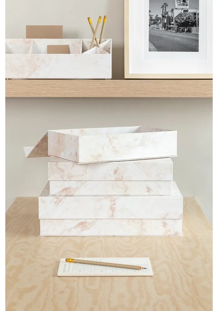 Béžové kartónové úložné boxy v súprave 3 ks s vekom 42,5x29,5x13 cm Kian Paper Laminate – Bigso