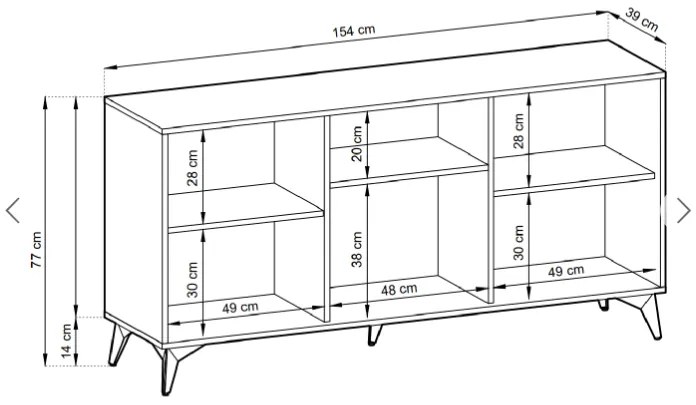 Komoda Diamant 154 cm dub/čierna