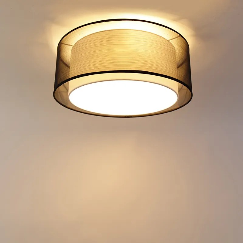 Moderné stropné svietidlo čierne s bielou 50 cm 3-svetlo - Drum Duo