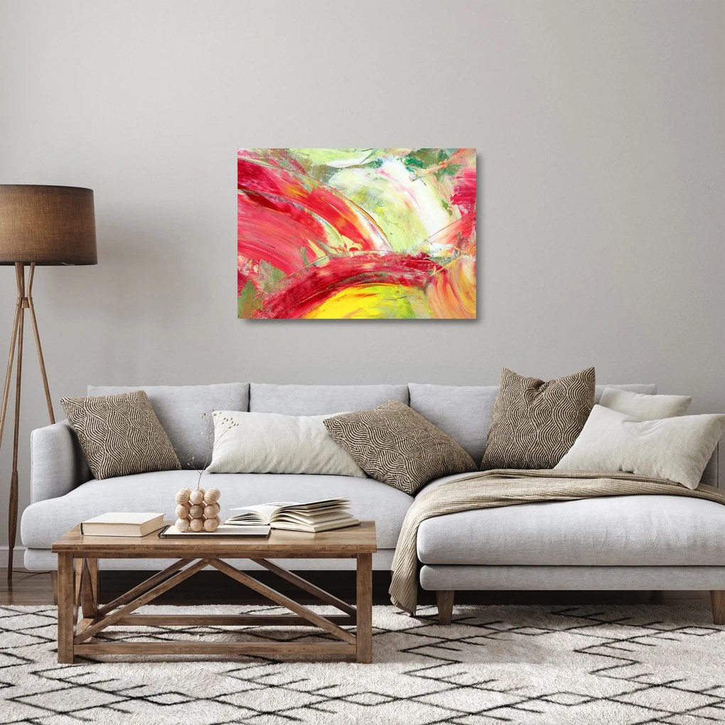 Sklenený obraz abstrakcie - maľba (70x50 cm)