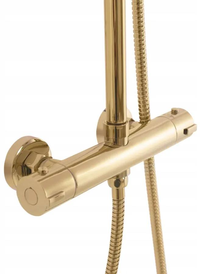 Rea Bliss, termostatická sprchová sada s hornou dažďovou sprchou, zlatá, REA-P8806