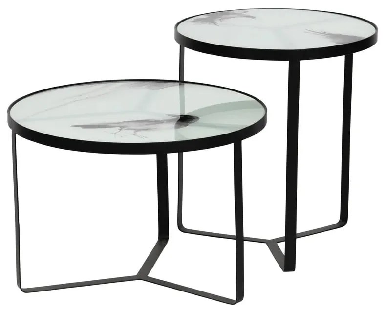Kovový odkladací stolík so sklenenou doskou BePureHome Fly, ⌀ 45 cm