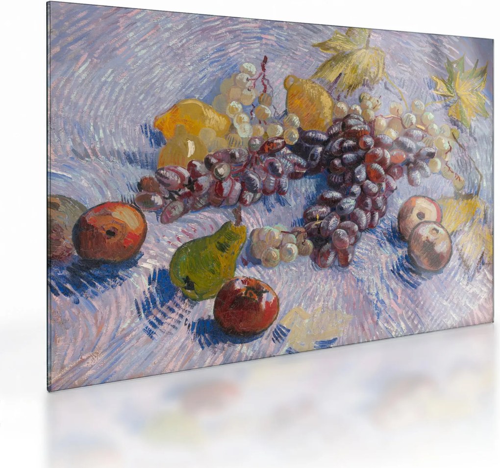 Sklenený obraz - Vincent van Gogh, Grapes, Lemons, Pears, and Apples, reprodukcia (70x50 cm)