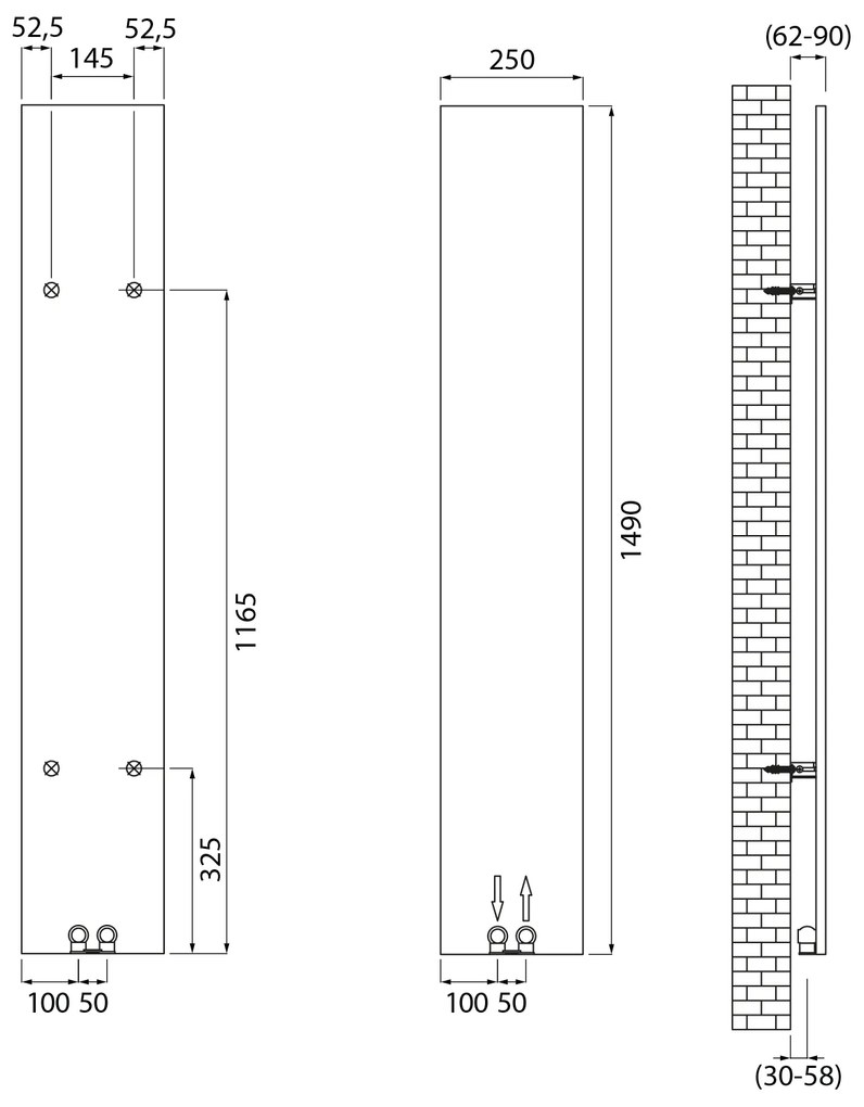 Sapho Sapho, SMARTELLA vykurovacie teleso 250x1490mm, čierna matná, MI1429