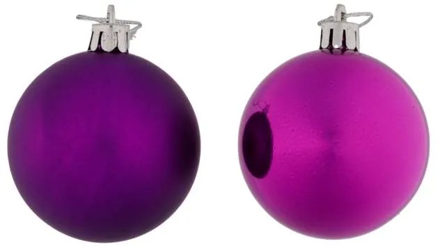 DECOLED Plastové gule, d. 6 cm, fialové, 12 x lesklé, 12 x matné
