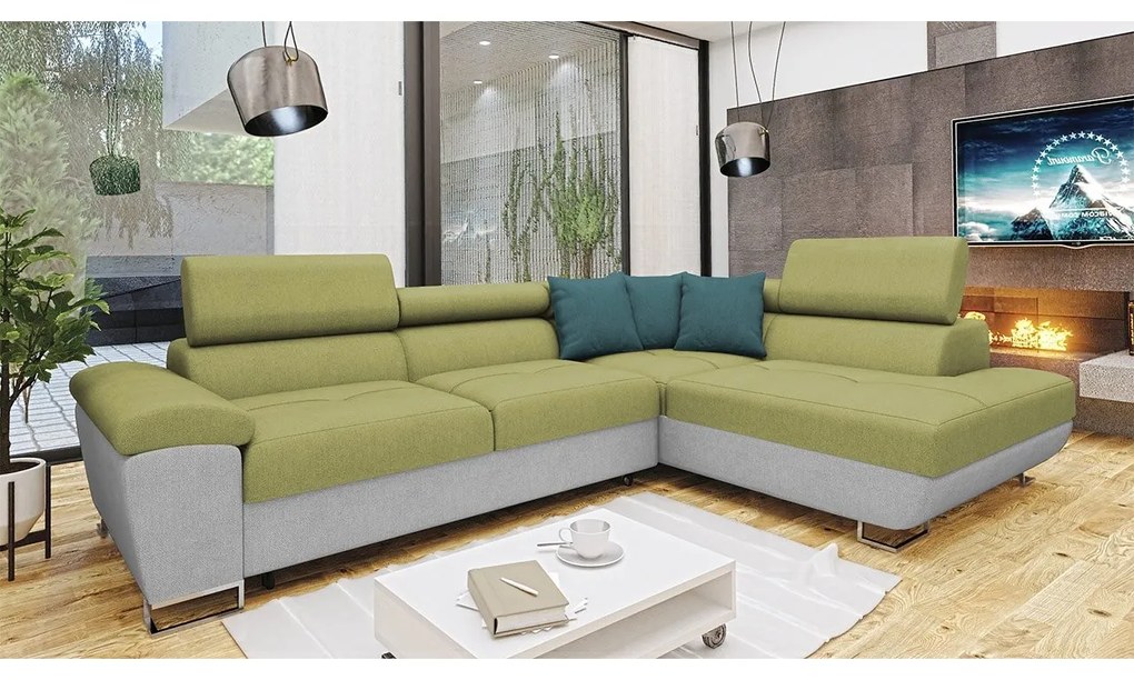 Rohová sedačka Alvin, Dostupné poťahy: ekokoža Soft 017 + Uttario Velvet 2971 + Kronos 02, Strana: ľavá
